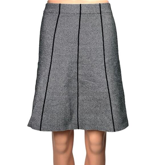 Zara Basic Black Tweed Striped High Waisted Pleated A Line Mini Skirt Size XS - Picture 1 of 6